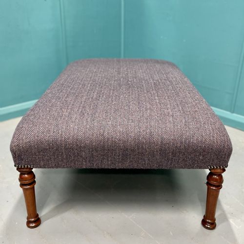 LARGE NEWLY UPHOLSTERED FOOTSTOOL - ADDITIONAL PHOTO 3