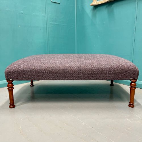LARGE NEWLY UPHOLSTERED FOOTSTOOL - ADDITIONAL PHOTO 4