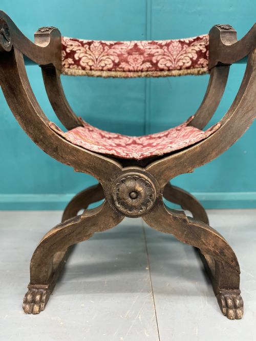 PAIR OF SPANISH X FRAME HIP JOINT HALL CHAIRS - ADDITIONAL PHOTO 4