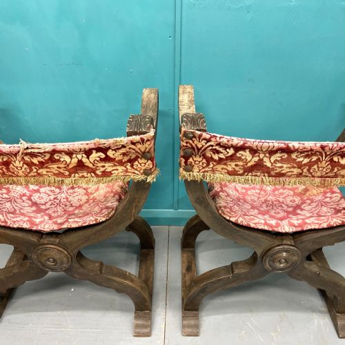 PAIR OF SPANISH X FRAME HIP JOINT HALL CHAIRS - ADDITIONAL PHOTO 10