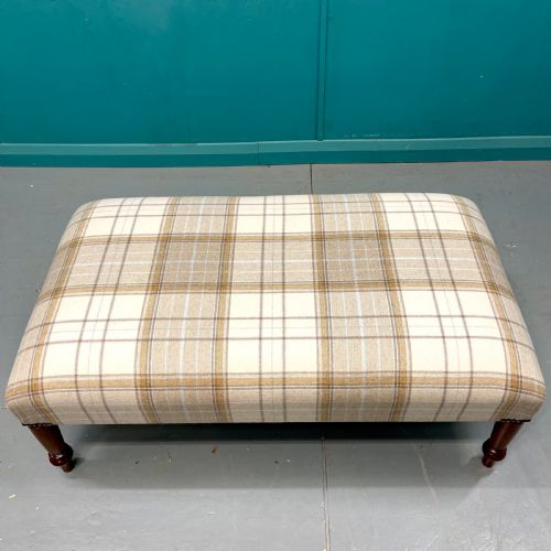 NEWLY UPHOLSTERED HARRIS TARTAN PLAID FOOTSTOOL - ADDITIONAL PHOTO 3