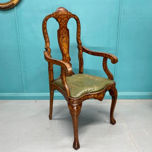 19th century dutch marquetry armchair - CATEGORY: ANTIQUE CHAIRS - DATED 19TH CENTURY