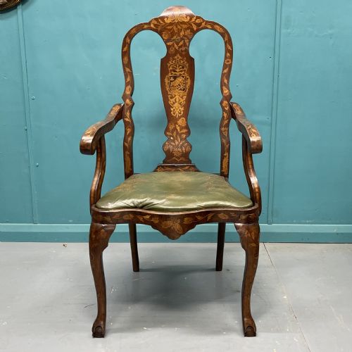 19TH CENTURY DUTCH MARQUETRY ARMCHAIR - ADDITIONAL PHOTO 1
