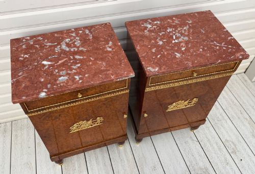 PAIR OF FRENCH EMPIRE STYLE BURR WALNUT BEDSIDE CABINETS - ADDITIONAL PHOTO 7