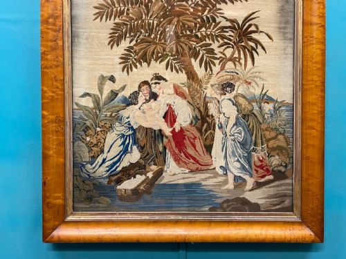 19TH CENTURY BIRDS EYE MAPLE FRAMED NEEDLEPOINT - ADDITIONAL PHOTO 2