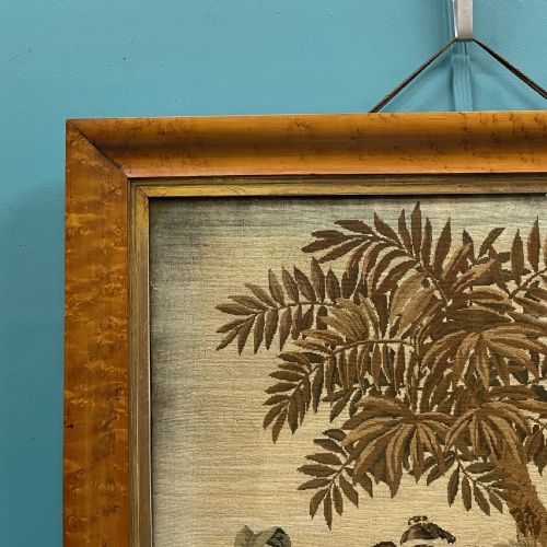 19TH CENTURY BIRDS EYE MAPLE FRAMED NEEDLEPOINT - ADDITIONAL PHOTO 4