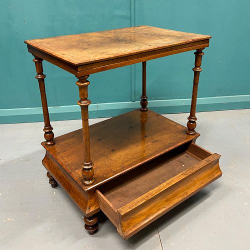 19TH CENTURY BURR WALNUT SIDE TABLE WITH CONCAVE DRAWER - ADDITIONAL PHOTO 2