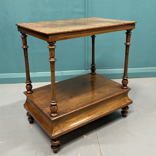 19th century burr walnut side table with concave drawer - CATEGORY: ANTIQUE FURNITURE - DATED 19TH CENTURY