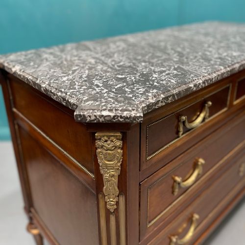 FRENCH MARBLE TOP COMMODE WITH ORIGINAL BRASS MOUNTS - ADDITIONAL PHOTO 2