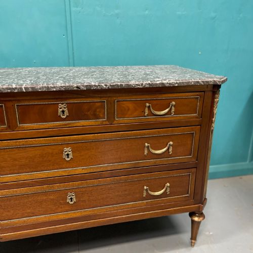 FRENCH MARBLE TOP COMMODE WITH ORIGINAL BRASS MOUNTS - ADDITIONAL PHOTO 8