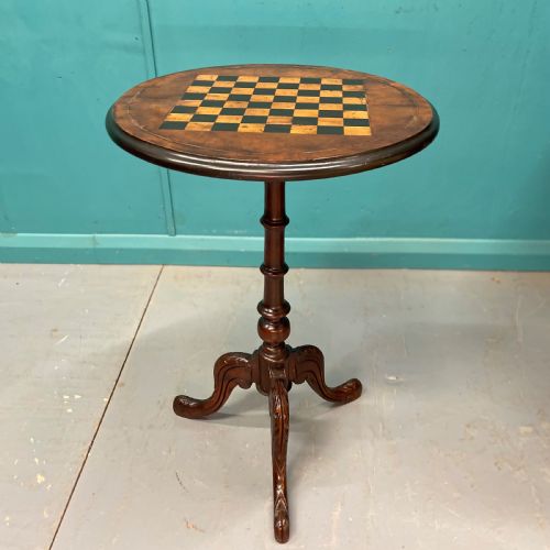 19th century chessboard inlaid tripod table - CATEGORY: ANTIQUE TABLES - DATED 19TH CENTURY