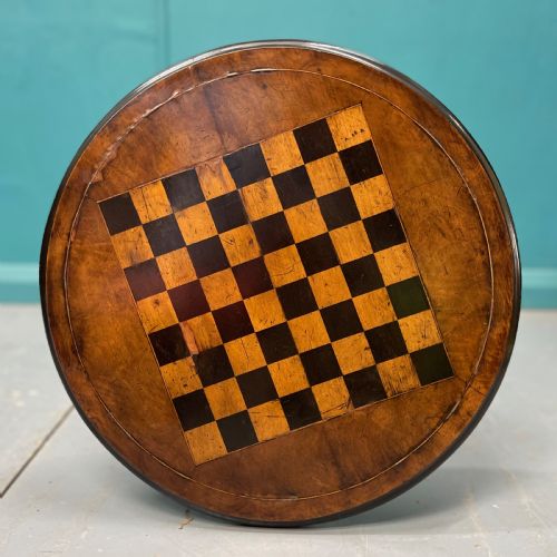 19TH CENTURY CHESSBOARD INLAID TRIPOD TABLE - ADDITIONAL PHOTO 2