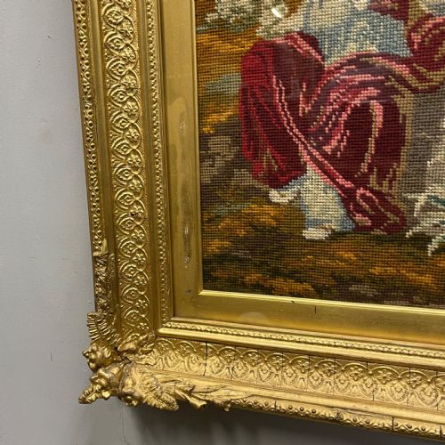19TH CENTURY BERLIN WOODWORK TAPESTRY IN GILT FRAME - ADDITIONAL PHOTO 5