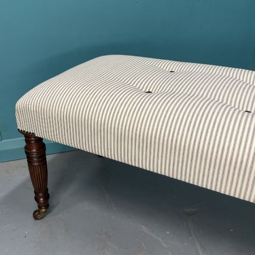 183CM GEORGIAN LONG STOOL IN BUTTONED TICKING - ADDITIONAL PHOTO 2