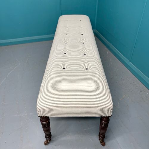 183CM GEORGIAN LONG STOOL IN BUTTONED TICKING - ADDITIONAL PHOTO 4