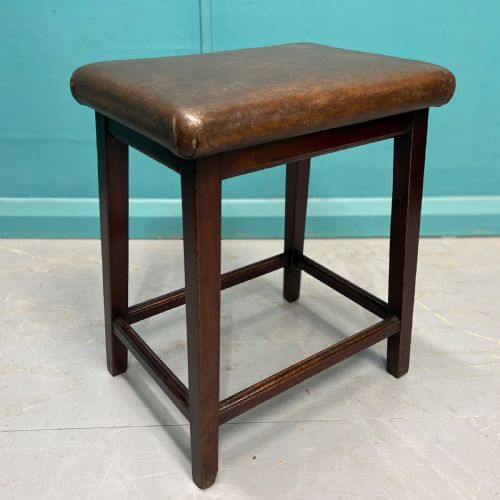 victorian leather top stool - CATEGORY: ANTIQUE STOOLS - DATED 19TH CENTURY