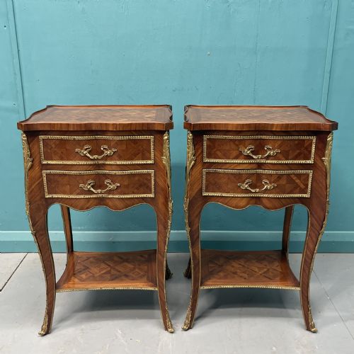 PAIR OF FRENCH KINGWOOD PARQUETRY BEDSIDE CABINETS - ADDITIONAL PHOTO 1