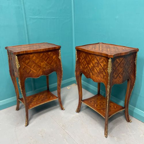 PAIR OF FRENCH KINGWOOD PARQUETRY BEDSIDE CABINETS - ADDITIONAL PHOTO 3