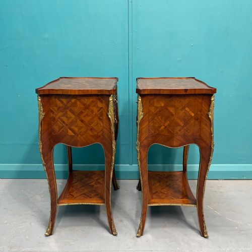 PAIR OF FRENCH KINGWOOD PARQUETRY BEDSIDE CABINETS - ADDITIONAL PHOTO 4