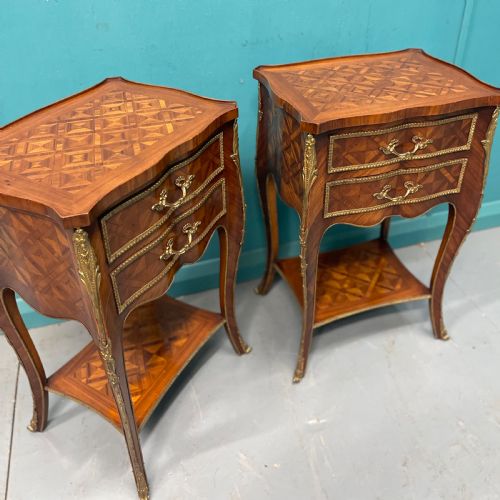 PAIR OF FRENCH KINGWOOD PARQUETRY BEDSIDE CABINETS - ADDITIONAL PHOTO 5