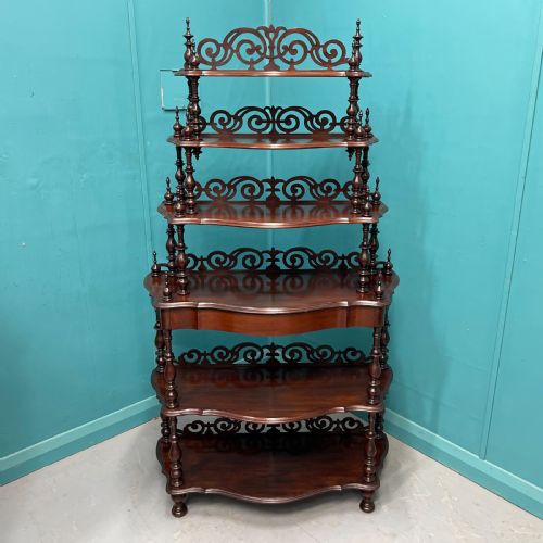 19th century serpentine waterfall bookcase - CATEGORY: ANTIQUE FURNITURE - DATED 1860