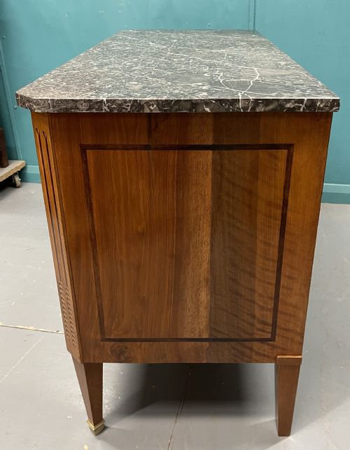 ITALIAN MARBLE TOP COMMODE WITH CHEVRON BANDING - ADDITIONAL PHOTO 8