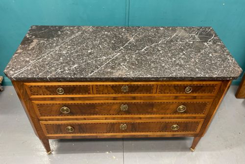 ITALIAN MARBLE TOP COMMODE WITH CHEVRON BANDING - ADDITIONAL PHOTO 10