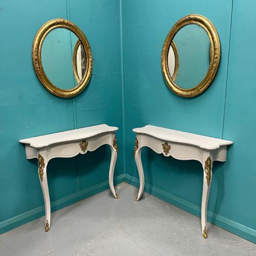 PAIR OF FRENCH PAINTED CONSOLE TABLES WITH MOUNTS - ADDITIONAL PHOTO 1