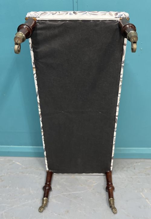 NEWLY UPHOLSTERED LEAF MOTIF FOOTSTOOL ON CASTORS - ADDITIONAL PHOTO 8
