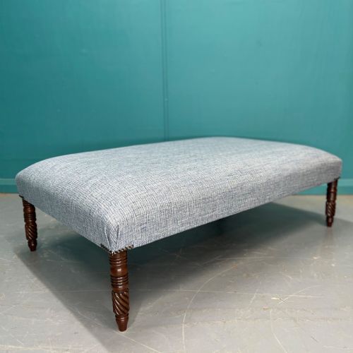 large newly upholstered centre footstool - CATEGORY: ANTIQUE STOOLS - DATED 19TH CENTURY