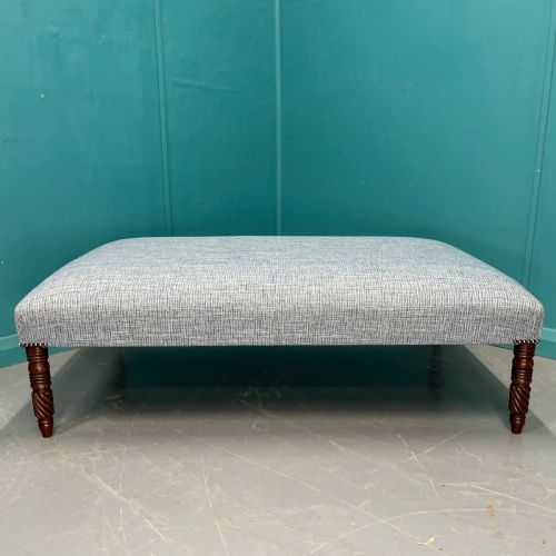 LARGE NEWLY UPHOLSTERED CENTRE FOOTSTOOL - ADDITIONAL PHOTO 2