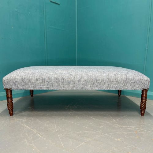 LARGE NEWLY UPHOLSTERED CENTRE FOOTSTOOL - ADDITIONAL PHOTO 3