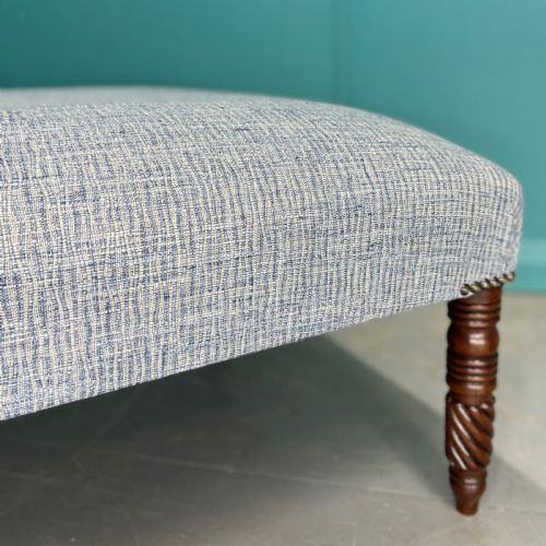 LARGE NEWLY UPHOLSTERED CENTRE FOOTSTOOL - ADDITIONAL PHOTO 4