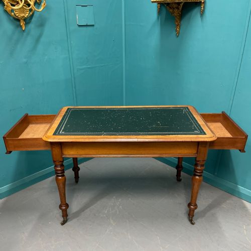 19TH CENTURY LEATHER TOP LIBRARY TABLE - ADDITIONAL PHOTO 1