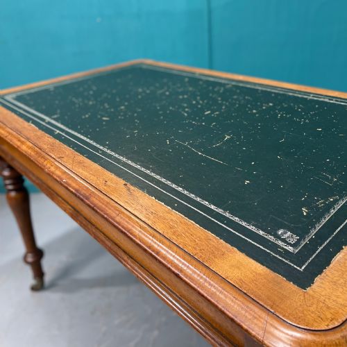 19TH CENTURY LEATHER TOP LIBRARY TABLE - ADDITIONAL PHOTO 4