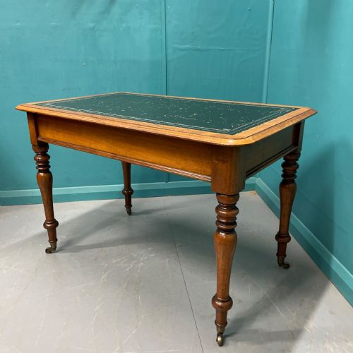 19TH CENTURY LEATHER TOP LIBRARY TABLE - ADDITIONAL PHOTO 6