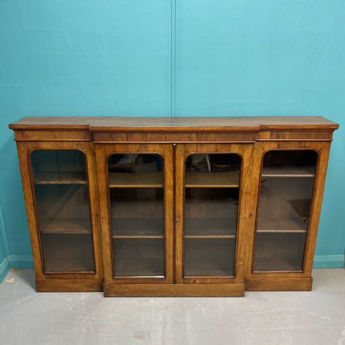 ANTIQUE WALNUT BREAKFRONT BOOKCASE CREDENZA - ADDITIONAL PHOTO 9