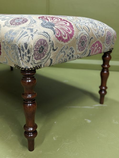 NEWLY UPHOLSTERED CENTRE FOOTSTOOL - ADDITIONAL PHOTO 2