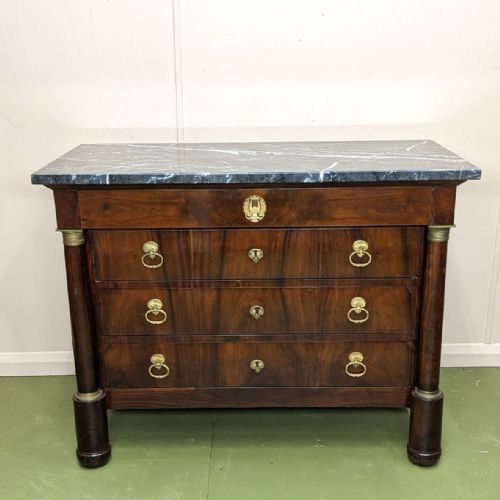french empire style marble top commode - CATEGORY: ANTIQUE CHEST OF DRAWERS - DATED 19TH CENTURY