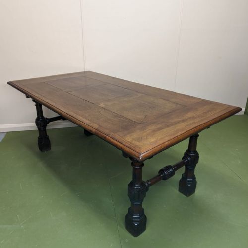 english oak panelled library table - CATEGORY: ANTIQUE TABLES - DATED VICTORIAN