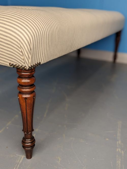 5 LONG STOOL IN BUTTONED TICKING STRIPES - ADDITIONAL PHOTO 1