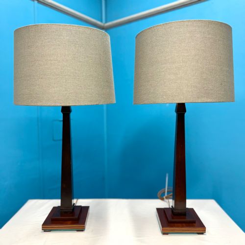 PAIR OF GEORGIAN COLUMN STYLE LAMPS - ADDITIONAL PHOTO 2