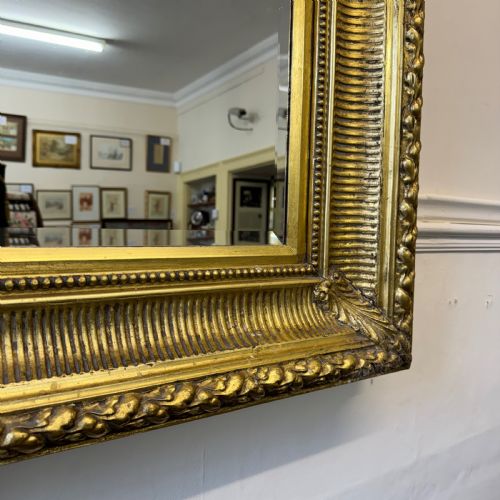 LARGE ENGLISH GILT OVERMANTLE BEVELLED MIRROR - ADDITIONAL PHOTO 2