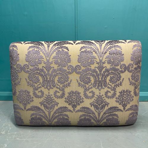 FOOTSTOOL NEWLY UPHOLSTERED IN MAUVE VELVET PATTERN - ADDITIONAL PHOTO 2