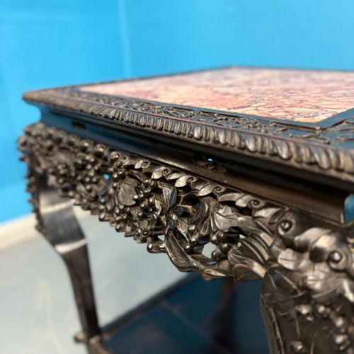 LARGE ANTIQUE CHINESE MARBLE TOP TABLE - ADDITIONAL PHOTO 2