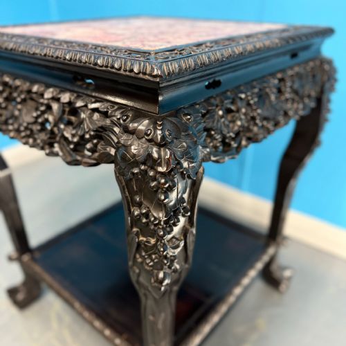 LARGE ANTIQUE CHINESE MARBLE TOP TABLE - ADDITIONAL PHOTO 3