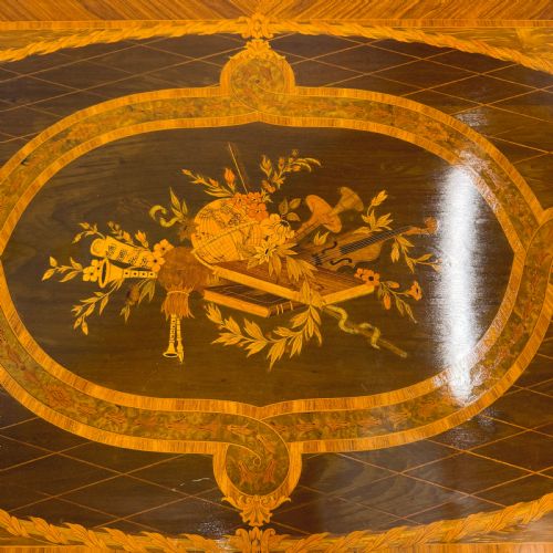 KINGWOOD MARQUETRY CENTRE TABLE WITH BRASS - ADDITIONAL PHOTO 3