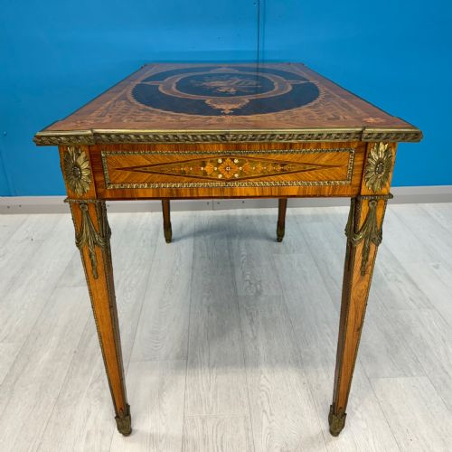 KINGWOOD MARQUETRY CENTRE TABLE WITH BRASS - ADDITIONAL PHOTO 4