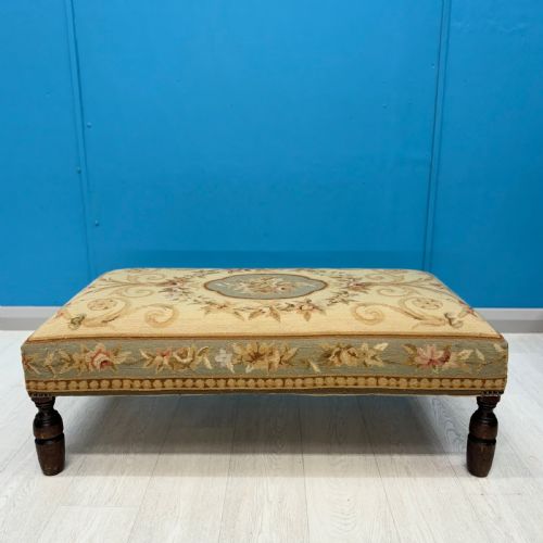 AUBUSSON NEEDLEPOINT FOOTSTOOL - ADDITIONAL PHOTO 2