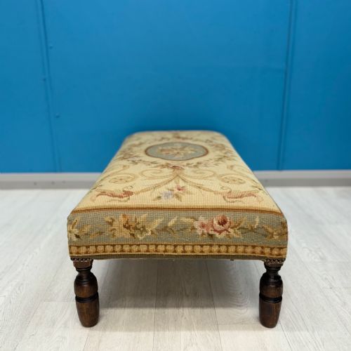 AUBUSSON NEEDLEPOINT FOOTSTOOL - ADDITIONAL PHOTO 4